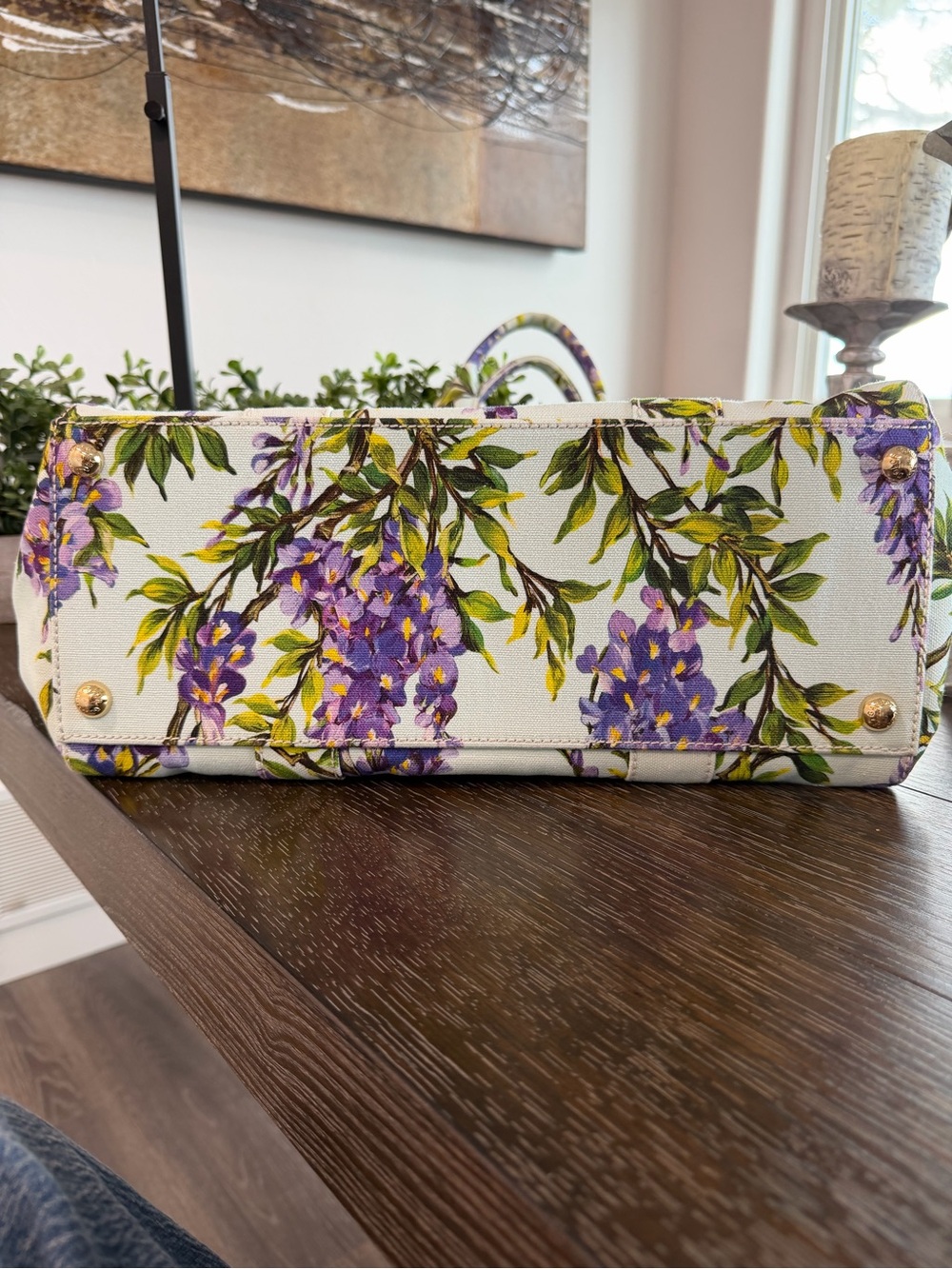 Dolce & Gabbana Wisteria Print Canvas Tote Bag - Picture 7 of 9